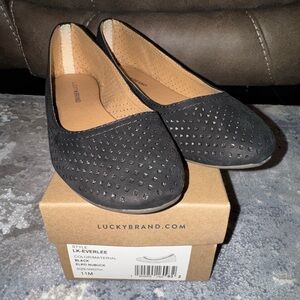 Lucky Brand Black Nubuck Flats